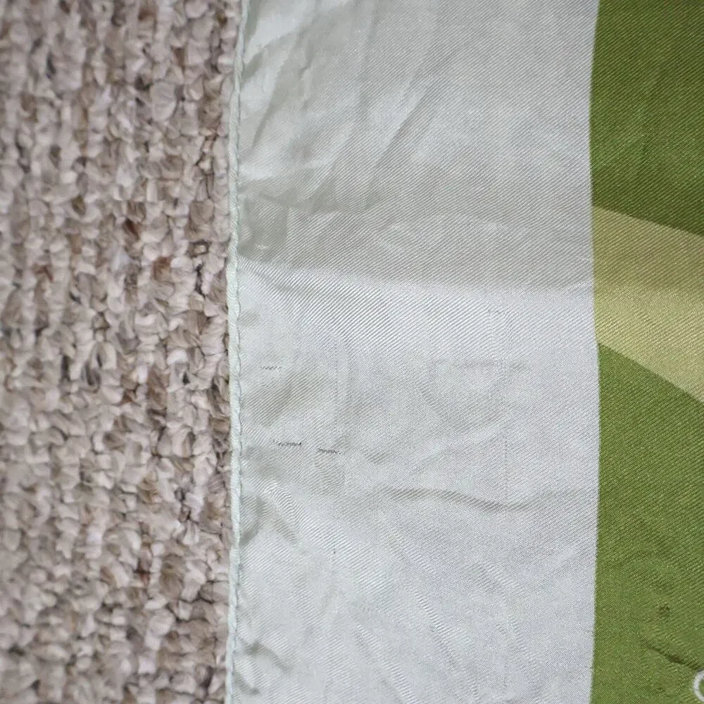 Vintage Gene Meyer Cat Tiger Lion Royal Green Silk Square Scarf Made in Japan